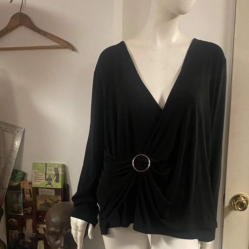 Michael Kors Black V-Neck Women Top